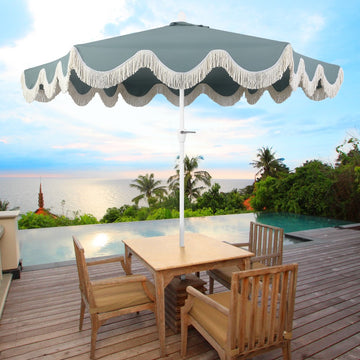 Collins 9 ft. Classic Cottage Tassel Market Patio Umbrella